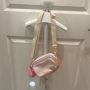 ZARA Pink and Cream Crossbody Bag